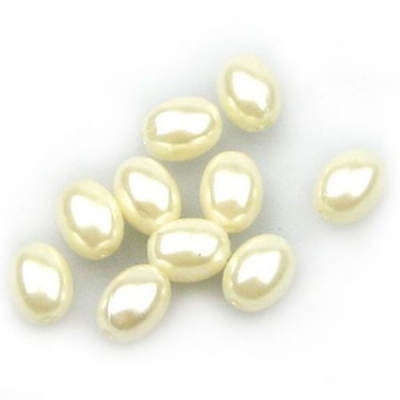 Мънисто перла овал 11.5x7.5 мм дупка 2 мм цвят бял -20 грама ~55 броя