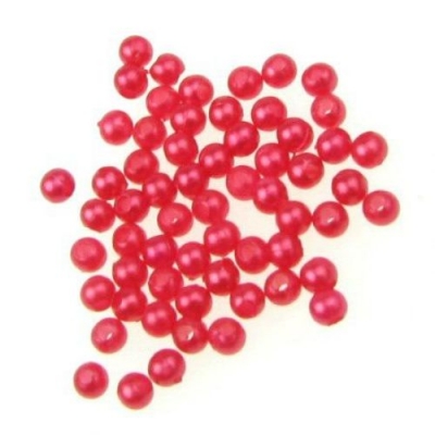 Мънисто перла топче 3 мм дупка 1 мм червено -20 грама ~1700 броя