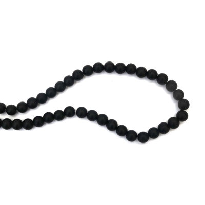 Наниз мъниста от стъкло топче 10 мм дупка 1 мм матирано цвят черен ~85 броя