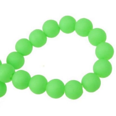 Наниз мъниста стъкло топче 10 мм боядисано гумирано зелено ~80 см ~80 броя