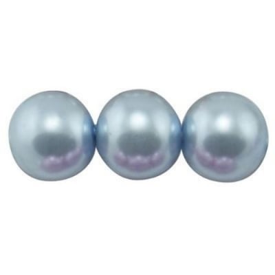 Наниз мъниста стъкло перла 10 мм синя светла ~80 см ~85 броя