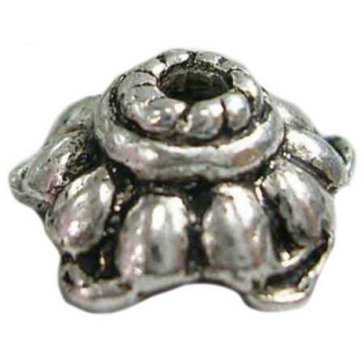 Мънисто метал шапка 9.5x5 мм дупка 1.8 мм цвят сребро -10 броя