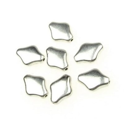 Мънисто метал ромб 12x9x3 мм дупка 1.5 мм цвят сребро -10 броя