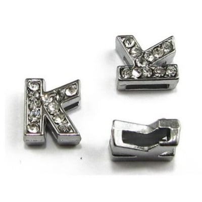 Буква за нанизване метал кристали K дупка 8 мм.