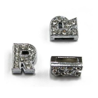 Буква за нанизване метал кристали R дупка 8 мм.