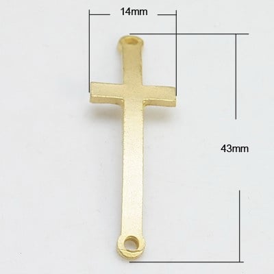 Свързващ елемент метал кръст 43x14x2 мм дупка 2 мм цвят злато -2 броя