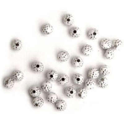 Мънисто имитация камъчета топче 5 мм дупка 1 мм бяло -20 грама ~292 броя