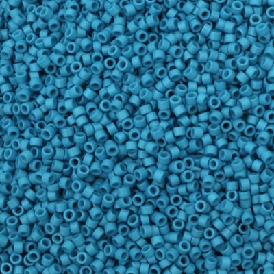 Мъниста стъклена 2.5x1.6 мм тип MIYUKI Delica Round дупка 0.8 мм плътна синя -10 грама ~790 броя