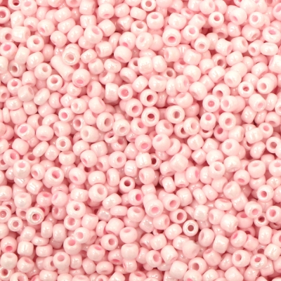 Мъниста стъклена 3 мм плътна перлена розова бледа пастел -20 грама ~660 броя