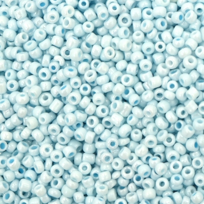 Мъниста стъклена 3 мм плътна перлена синя бледа пастел -20 грама ~660 броя