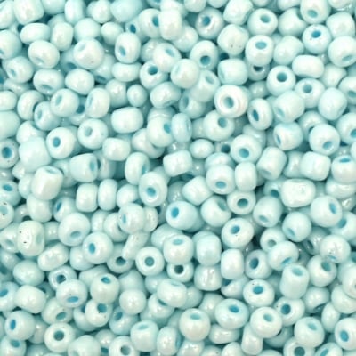 Мъниста стъклена 4 мм плътна перлена синя бледа пастел -20 грама ~240 броя