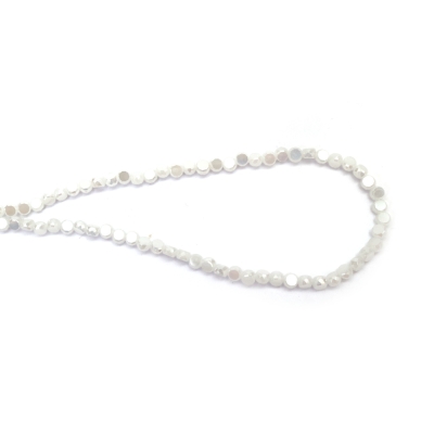 Наниз от кристални мъниста 6x4 мм дупка 1 мм фасетиран плътен с AB покритие цвят перлено бял ~100 броя