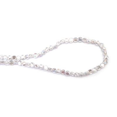 Наниз от кристални мъниста 8x5 мм дупка 1 мм фасетиран прозрачен с AB покритие цвят бял ~100 броя