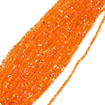 Наниз от кристални мъниста 3x4x3 мм дупка 1 мм фасетиран прозрачен с AB покритие цвят оранжев дъга ~130 броя