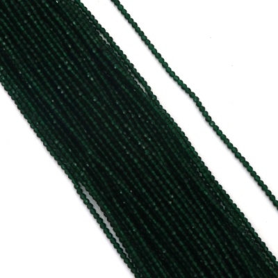 Наниз от кристални мъниста топче 2 мм дупка 1 мм фасетиран цвят тъмно зелен прозрачен ~160 броя