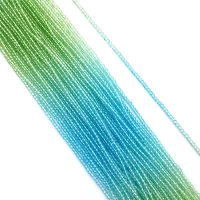 Наниз от кристални мъниста топче 2 мм дупка 1 мм фасетиран прозрачен два цвята светло син и светло зелен ~180 броя