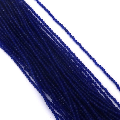 Наниз от кристални мъниста топче 3 мм дупка 1 мм фасетиран прозрачен цвят тъмно син ~140 броя