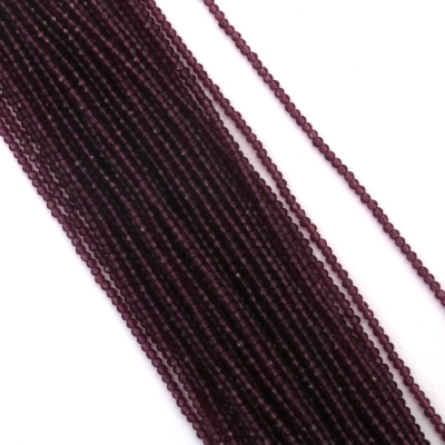 Наниз от кристални мъниста топче 3 мм дупка 1 мм фасетиран прозрачен цвят лилав ~140 броя