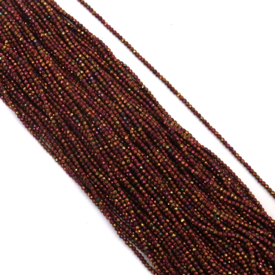 Наниз от кристални мъниста топче 3 мм дупка 1 мм фасетиран плътен галванизиран цвят ирис злато ~140 броя