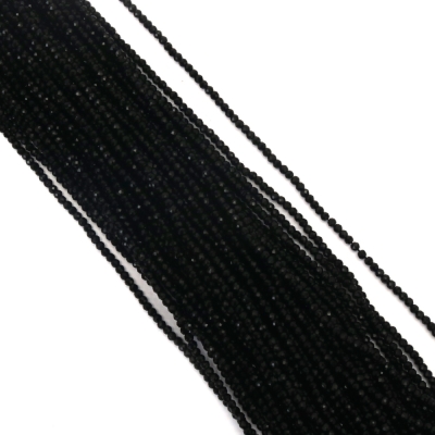 Наниз от кристални мъниста топче 3 мм дупка 1 мм фасетиран плътен цвят черен ~130 броя