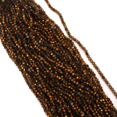 Наниз от кристални мъниста 4x3x4 мм дупка 1 мм фасетиран галванизиран цвят опушен прозрачен и злато ~75 броя