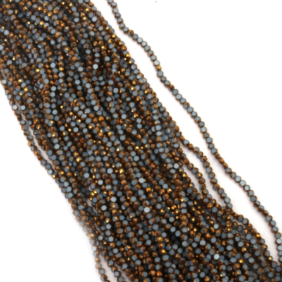 Наниз от кристални мъниста 4x3x4 мм дупка 1 мм фасетиран галванизиран цвят бял и злато ~75 броя