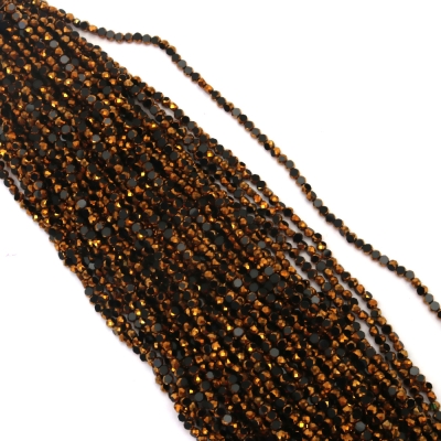 Наниз от кристални мъниста 4x3x4 мм дупка 1 мм фасетиран галванизиран цвят черен и злато ~75 броя