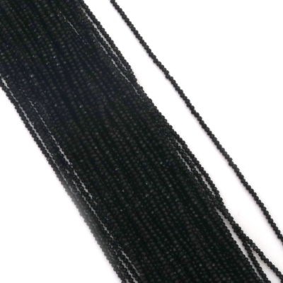 Наниз от кристални мъниста абакус 2x1.5 мм дупка 0.6 мм фасетиран плътен цвят черен ~220 броя