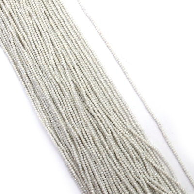 Наниз от кристални мъниста топче 2 мм дупка 0.6 мм фасетиран плътен с AB покритие цвят бял дъга ~220 броя