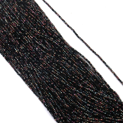Наниз от кристални мъниста топче 2 мм дупка 0.6 мм фасетиран плътен с AB покритие цвят черен дъга ~220 броя