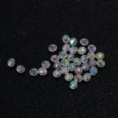 Мънисто кристал топче 8 мм дупка 2 мм многостен цвят бял ДЪГА -20 грама ~80 броя