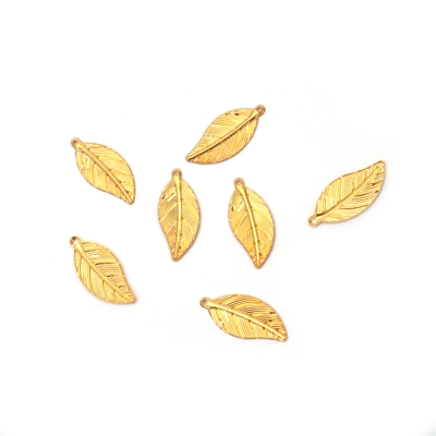 Висулка метална листо 11.5x25x0.5 мм дупка 0.5 мм цвят злато -20 броя