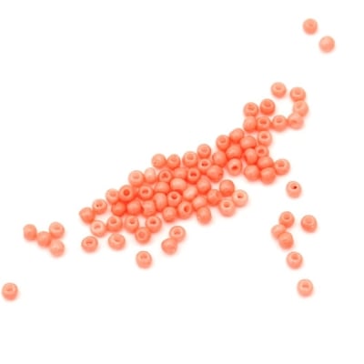 Мъниста стъклена тип чешка 2мм плътна искрящо оранжева -15 грама ~ 2050 броя