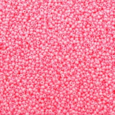 Мъниста стъклена тип чешка 2мм плътна перлена розова -15 грама ~ 2050 броя
