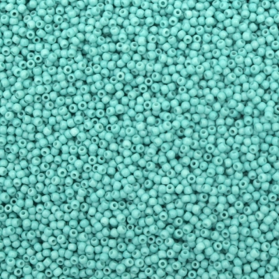 Мъниста стъклена тип чешка 2 мм плътна цвят аквамарин пастел -15 грама ~2050 броя