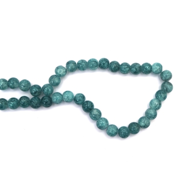Наниз мъниста от стъкло КРАКЪЛ топче 10 мм дупка 1.5 мм с боя цвят TEAL ~85 броя
