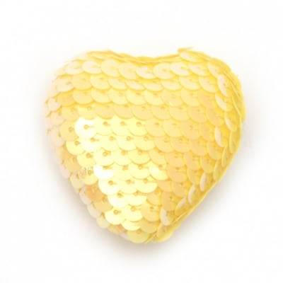 Сърце стиропор облечено с пайети 49x49x24 мм цвят жълт