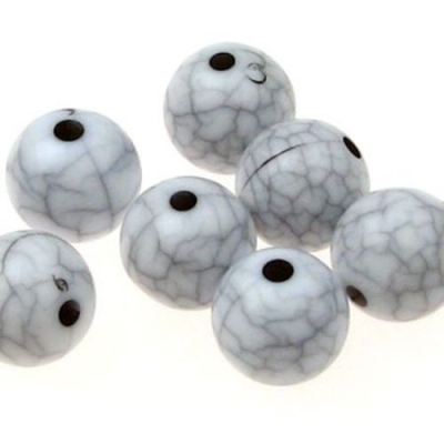 Мънисто имитация тюркоаз топче 10 мм дупка 1.5 мм бяло - 50 грама ~ 90 броя