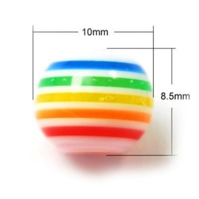 Топче резин райе 10х8.5 мм дупка 4 мм цветно -20 броя