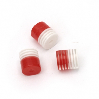 Цилиндър резин 8x8 мм дупка 1 мм райе бяло червено -50 броя
