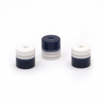 Цилиндър резин 8x8 мм дупка 1 мм райе бяло синьо -50 броя