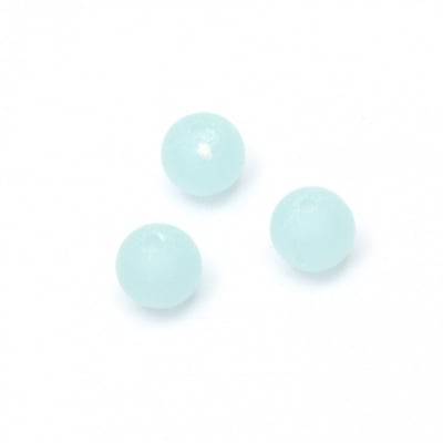 Мънисто прозрачно топче 8 мм дупка 2 мм матирано цвят син -20 грама ~80 броя