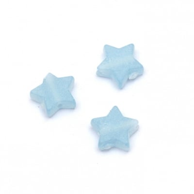 Мънисто прозрачно звезда 10x11x4 мм дупка 2 мм матирано цвят син -20 грама ~87 броя