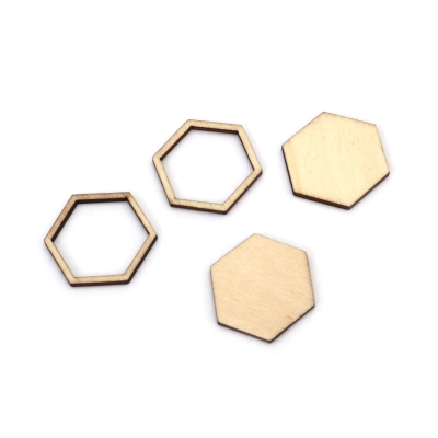 Дървена основа за бижу 2 части 30x26x2.5 мм рамка 30x26x2.5 мм вътрешен диаметър 25x22 мм цвят дърво -5 броя