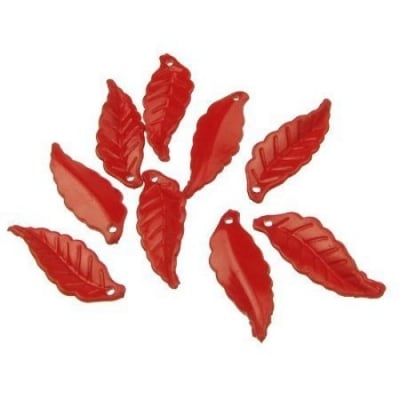 Висулка листо 26х10 мм червено -50 грама