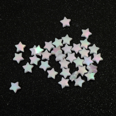 Плътни мъниста с форма звезда 11x4 мм дупка 1 мм дъга цвят бял -20 грама ~ 90 броя