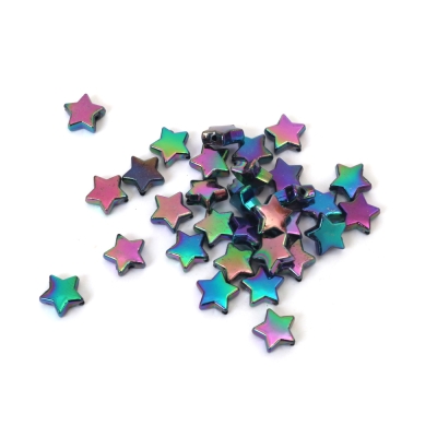 Мъниста имитация хематит звезда 11x4 мм дупка 1 мм ДЪГА -20 грама ~ 90 броя