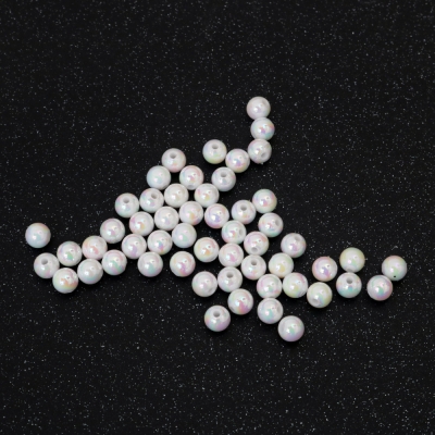 Плътни мъниста с форма топче 6 мм дупка 1 мм цвят бял дъга -20 грама ~ 190 броя