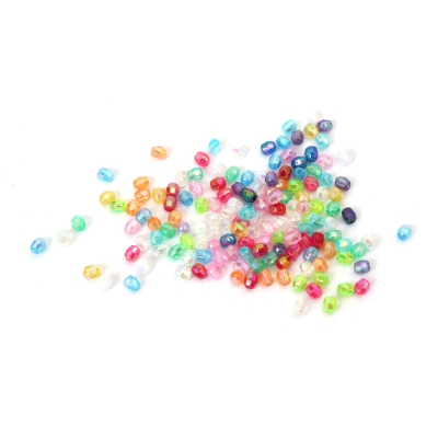 Кристални мъниста с форма цилиндър 4 мм дупка 1 мм многостен микс цветове ДЪГА -20 грама ~660 броя