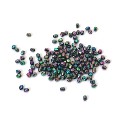 Мъниста имитация хематит с форма на цилиндър 4 мм дупка 1 мм многостен ДЪГА -20 грама ~660 броя